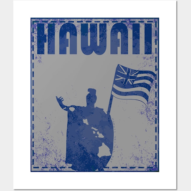 Hawaii United King Kamehameha (blue) by Hawaii Nei All Day Wall Art by hawaiineiallday